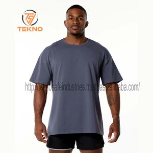 Camiseta extragrande con hombros caídos de algodón 100% de peso pesado personalizada para hombre, de punto de alta calidad, transpirable, ligero, cuello redondo, largo sólido - Product Image 4