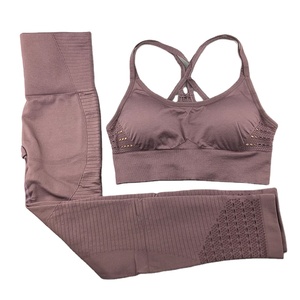 Seamless High Yoga Set Women Fitness Clothing Sportswear Gym Leggings Padded Push-up Halter Sports Bra 3 Pcs Waterproof Sports - Product Image 4