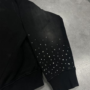 Haute Qualité Mode Personnalisé 100% Coton Gemmes Strass À Capuche Zip up Soleil Lavage Soleil Délavé Zip up Hoodie pour Hommes - Product Image 4