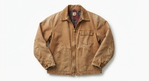 Chaqueta de trabajo de mezclilla lavada para hombre con forro a cuadros de poliéster/algodón, cremallera y bolsillo en el pecho, ideal para trabajo de campo. - Product Image 1