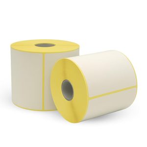 Carta bianca etichette termiche 500 pezzi 100x150mm rotolo 25mm per stampanti termiche etichette di imballaggio - Product Image 1