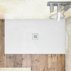 Piatto doccia in marmo grigio resina bianca 25-30mm altezza 140x90 xh2.5 cm confezione singola scatola doccia - Product Image 2