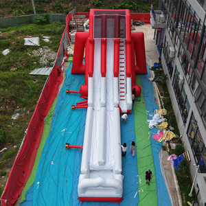 Toboggan aquatique gonflable professionnel NB-SL060 à 2 voies - Toboggan double voie rouge et blanc pour événements estivaux - Product Image 5