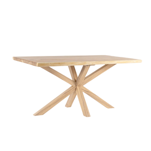 Mesa Moderna de Madera Natural de Suar con Base Geométrica de Estrella para Comedor y Sala de Reuniones - Product Image 3