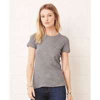 BELLA + CANVAS 6004Essentials Kaos Wanita Slim-Fit Denim Lengan Pendek Kerah Bulat dengan Detail Lubang Katun Maroon Kasual