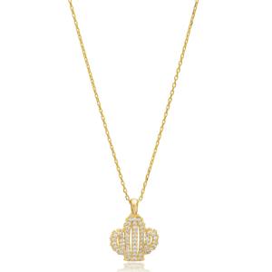 Colgante con Diseño de Cactus y Circonita Transparente, Hecho a Mano en Turquía, Chapado en Rodio y Oro, Plata de Ley 925, Joyería de Regalo - Product Image 1