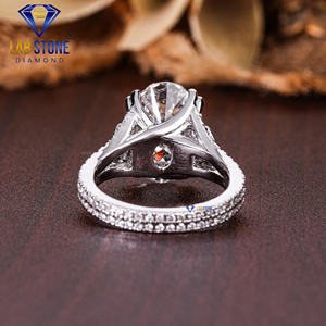 Lab-Stone Party Wear Bague en diamant 10.872 TDW Diamant taille ovale et ronde Or blanc 18kt Couleur EF-VS - Product Image 4