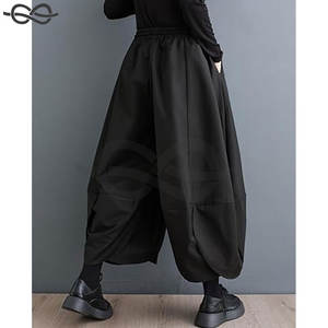 Mujer Puffy Cordón Cintura elástica Gota Entrepierna Hakama Harem Pantalones de pierna ancha Elegante Cómodo Casual Bottoms Ocasión - Product Image 2