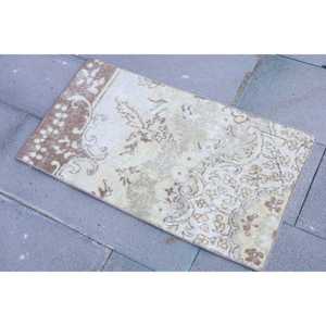 1.6x3 ft Rug, Vintage Turkish Rug, <b>Brown</b> <b>Wool</b> Rug - Product Image 2