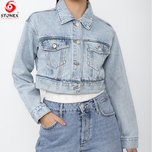 Haute qualité femmes dernier style tenue décontracté solide motif haut veste jean co-ord ensemble à la mode coton Denim avec décoration - Product Image 2