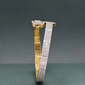 18K Sólido Real Oro Moissanite Hip Hop Brazalete Para Mujer Accesorios de Moda - Product Image 3
