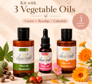 Alquiverde - Petit panier cadeau botanique - Vegan - Huiles essentielles 100% naturelles de calendula, de ricin et de rose musquée - Coffret découverte - Product Image 4
