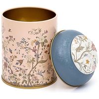 Boîte en métal ronde rose pastel Kontensan ER0801G 0,6 L avec couvercle en forme de dôme à motif floral pour accessoires de café et de thé, fabriquée en Turquie