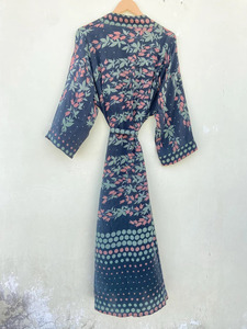 ชุดคลุมยาวผ้าไหมลายดอกไม้สำหรับผู้หญิง, ชุดเดรสยาวสำหรับฤดูร้อนฤดูใบไม้ร่วงและฤดูใบไม้ผลิขนาดฟรีและคุณสมบัติเรียบเนียน - Product Image 6