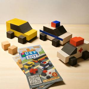 Busy City 3D rompecabezas de madera y bloques de construcción DIY Kit Montessori juguetes educativos OEM Vietnam conjunto hecho a mano - Product Image 5