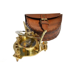 Handmade Brass Antique <b>Compass</b> with Leather Case <b>Vintage</b> Reproduction Direction Finder Flat Pocket <b>Compass</b> Available for sale - Product Image 5
