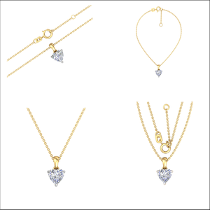 Colgante de Diamante Cultivado en Laboratorio Blanco con Corte Corazón, Oro Amarillo/Blanco de 10K, Certificado IGI, para Mujer, Aniversario, Boda, PD401207 - Product Image 2