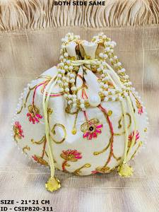 Sac Potli en tissu Batwa brodé à la main indien, motif de pièces de monnaie tendance, multicolore, Craftstages International - Product Image 3