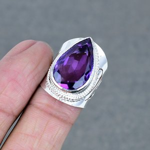 Offre Spéciale Simple améthyste argent plaqué laiton pierre précieuse bague élégante Fine tenue quotidienne bague cadeau pour les femmes pour les mariages/fêtes - Product Image 4