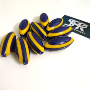 Perles en résine ovale rayées bleu jaune pour la fabrication de bijoux idéales pour les projets de bricolage collier Bracelet boucle d'oreille et accessoires de mode - Product Image 6