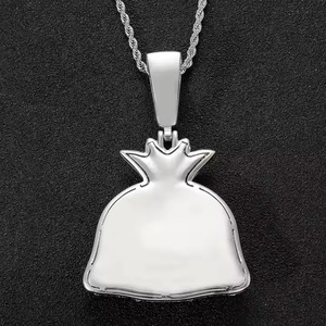 Collar con Colgante de Bolsa de Dinero y Signo de Dólar, con Moissanita y Micro Pavé, Estilo Hip Hop, Chapado en Oro - Product Image 4