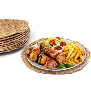 Home and Wedding Exquisite Kitchen Tablemats Handmade Natural Round Solid Water Hyacinth Dining Table Wicker <b>Placemats</b> - Product Image 2
