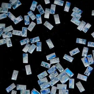 Collar de Cabujón de Piedra Lunar Arcoíris Blanca 100% Natural Premium, Gemas Sueltas de 8x16mm con Forma Rectangular - Product Image 4