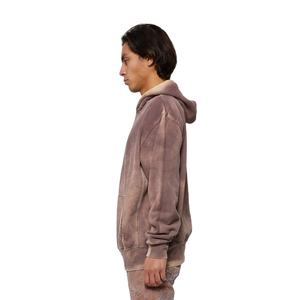 High Quality Custom <b>Men's</b> Acid Washed Pullover <b>Hoodie</b> 100% Heavy Cotton Oversized <b>Thick</b> Screen Printing for Winter Custom - Product Image 3