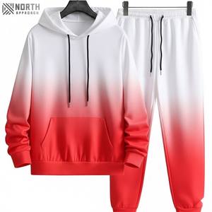 ชุดวอร์มผู้ชายมีฮู้ดราคาถูก ผ้าฝ้าย 100% ระบายอากาศดี ขายส่ง ลายพิมพ์ดิจิตอลลายเปลวไฟ ชุด 2 ชิ้น - Product Image 3