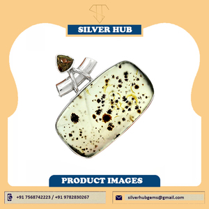 Colgante de Plata de Ley 925 con Piedra de Ágata de Montana, Colgante de Piedra Curativa de Ágata de Montana Natural, Colgante de Plata Maciza para Mujer - Product Image 2