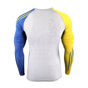 เสื้อรัดรูปแขนยาวสำหรับออกกำลังกายผู้ชาย สวมใส่สบาย ปรับแต่งได้ เหมาะสำหรับฟิตเนส ยิม ออกกำลังกาย MMA โยคะ ผลิตจากผ้าสแปนเด็กซ์/ไนลอน - Product Image 3