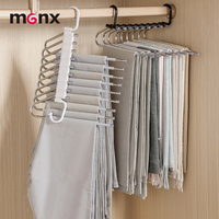 Porte-pantalon pliable multi-niveaux peu encombrant en acier inoxydable antidérapant, organisateur de rangement pour armoire