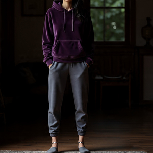 Chándal de terciopelo para mujer, venta al por mayor, jersey de terciopelo con capucha, pantalones de chándal, jersey de terciopelo polar de peso pesado, chándal para mujer - Product Image 5