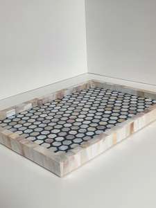 Plateau de service en coquillages naturels à succès en 2026 avec poignée en acrylique, plateau de rangement pour la décoration d'hôtel, plateau en nacre - Product Image 4