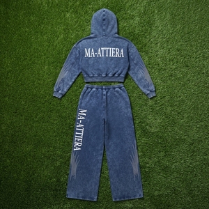 Conjunto de Sudadera Corta con Cremallera y Pantalones Anchos para Mujer, con Detalles Personalizados de Pedrería, Traje Deportivo de Dos Piezas - Product Image 5