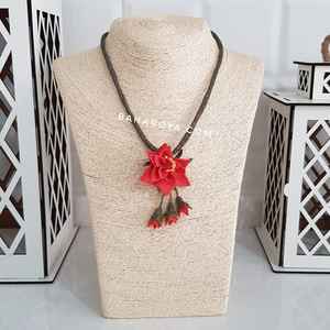 Turuncu İğne Oyası Sarkaçlı Borulu Kolye Moda Tasarımı Halsizlik - Product Image 1