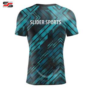 Vente en gros de chemises de gymnastique à manches courtes et compression, sublimées sur mesure, chemises BJJ Rashguard, MMA pour hommes - Product Image 2