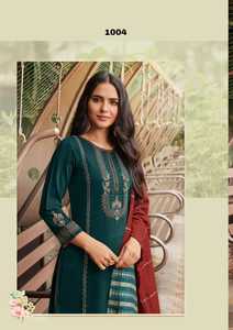 Aarohi VOL Chinon หนักกับงานเย็บปักถักร้อย kurti - Product Image 2