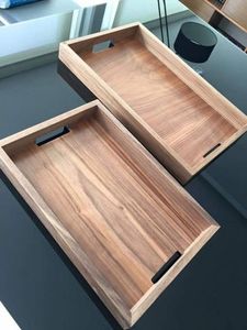 BANDEJA DE SERVICIO DE MADERA DE DISEÑO ÚNICO Acabado natural Tamaño estándar para el hogar y la boda Bandeja para servir alimentos hecha a mano - Product Image 2