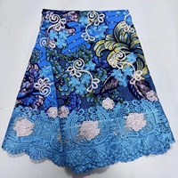 Tissu en dentelle africaine brodée de haute qualité, nouveau tissu en dentelle Ankara, 5 yards, 100% coton pour robe de fête