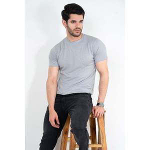 Camiseta Básica de Algodón para Hombre, Cuello Redondo, 100% Jersey, Diseño Sólido, Ligera, 300 Gramos, Moderna - Product Image 5