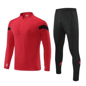 Ensemble de sport pour hommes de haute qualité demi-veste à glissière vêtements d'entraînement jeux maillots Kit de football hauts et pantalons tenue décontracté - Product Image 6