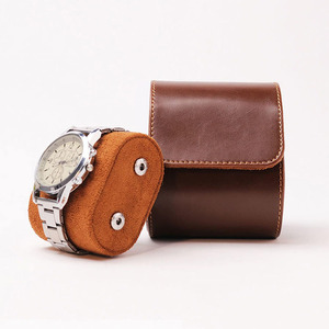 Hot Selling High Quality Travel Leather <b>Watch</b> Roll Case with Pillow Single <b>Watch</b> Organizer Portable Single Slot <b>Watch</b> <b>Box</b> - Product Image 4