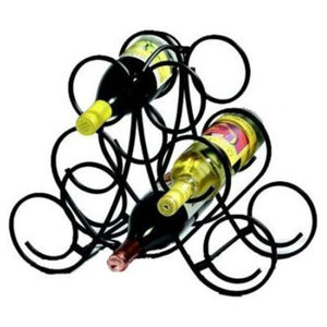 <b>Standing</b> Wrought Iron Metal Vintage Sustainable Multifunction <b>Wine</b> <b>Rack</b> Beverage Holder Black Finish for Home Tabletop Storage - Product Image 2