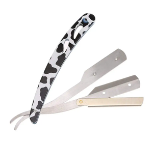 Maquinillas de afeitar de peluquero con mango de madera con gancho para el dedo, afeitadoras de hoja intercambiable única para hombres - Product Image 4