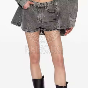 Fashion Acid Wash High Waisted Breathable Cotton Women Shorts for Festival or Beach Look 2025 - Product Image 5