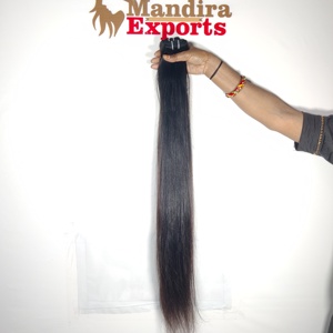 Vente en gros de cheveux indiens bruts non traités vierges Remy, cheveux humains naturels lisses et soyeux, de couleur noire, sans produits chimiques, bon marché - Product Image 5