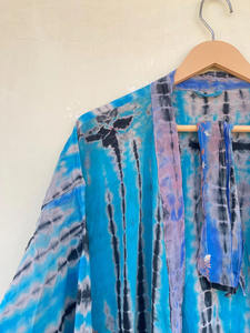 Bata de seda Tie-Dye para mujer, bata de talla libre, secado rápido para Kimono de salón de verano, otoño, primavera, vestido de noche - Product Image 2