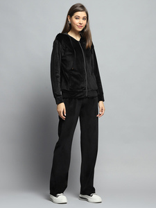 Ensemble de survêtement 2 pièces à capuche noir solide de meilleure qualité pour femmes Sweat à capuche respirant et pantalon de survêtement Ensemble de survêtement 2 pièces pleine longueur - Product Image 2