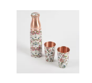 Copper <b>Water</b> <b>Bottle</b> <b>With</b> Customized Handmade Fancy <b>Water</b> Copper <b>Bottle</b> Shiny Printed Wholesale Supplier - Product Image 3